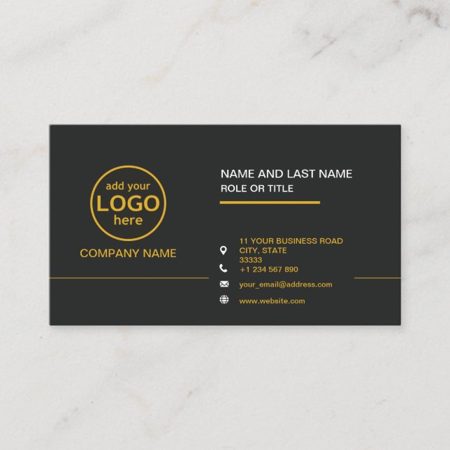 Simple Modern Professional Dark Colour add Logo Business Card (Front)