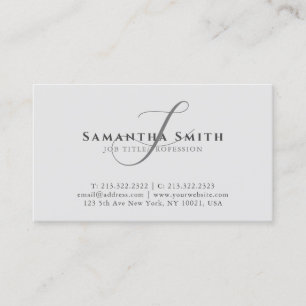 Simple Modern Professional Grey Script Monogrammed Business Card