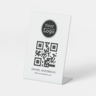 Simple modern professional logo And QR  Pedestal Sign
