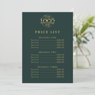 Simple Modern Professional Logo Menu Price List