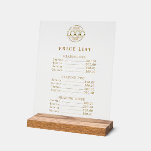 Simple Modern Professional Logo Menu Price List Acrylic Sign