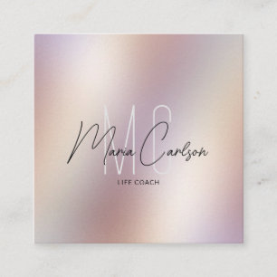Simple Modern Professional Monogram Metallic  Square Business Card
