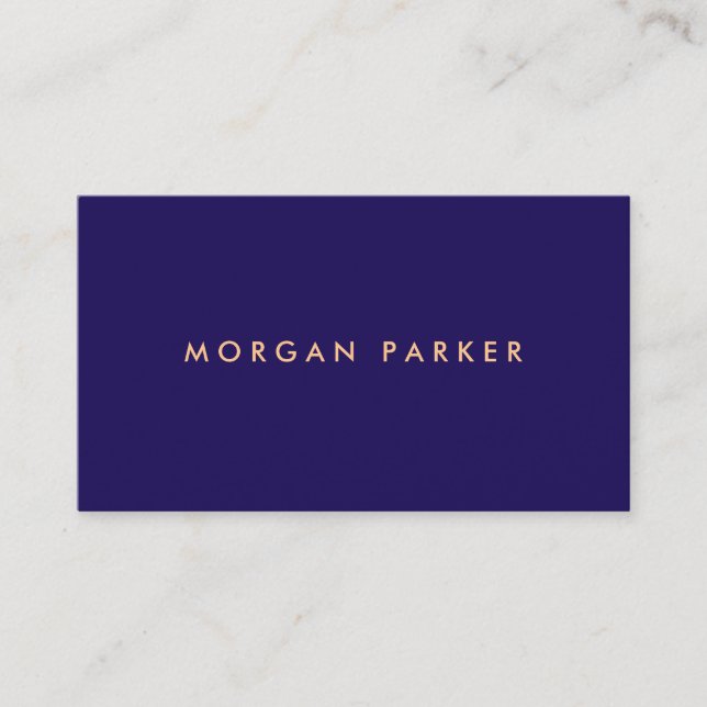 Simple Modern Professional Navy Blue Business Card (Front)