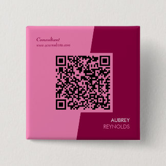 Simple Modern Professional QR Code Feminine Pink 2 Inch Square Button
