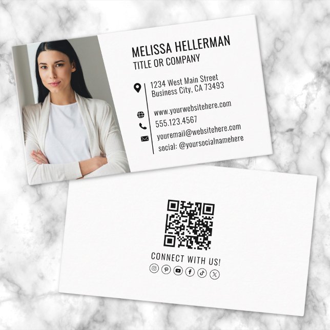 Simple Modern Professional QR Code Photo Business Card (Simple Modern Professional QR Code Photo Business Card)