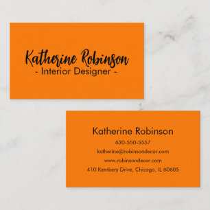 Simple Modern Professional Safety Orange Business Card