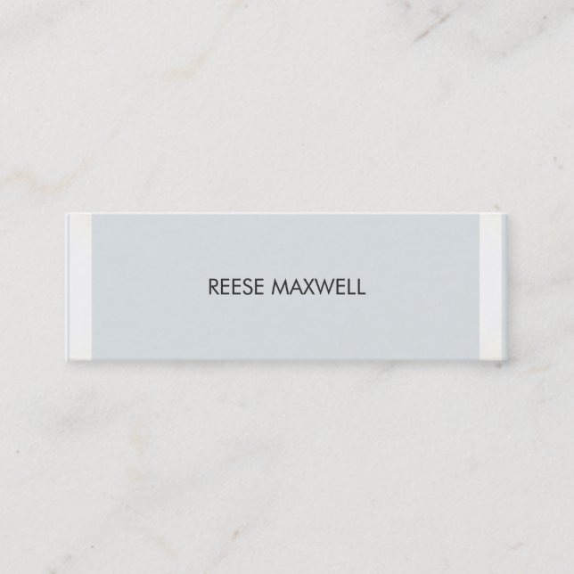 Simple Modern Professional Silver Border Grey Mini Business Card (Front)