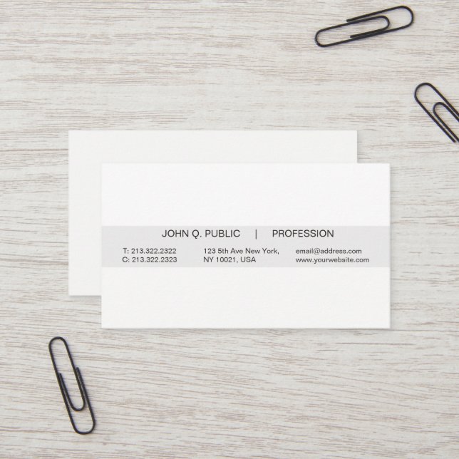 Simple Modern Professional White and Grey Matte Business Card (Front/Back In Situ)