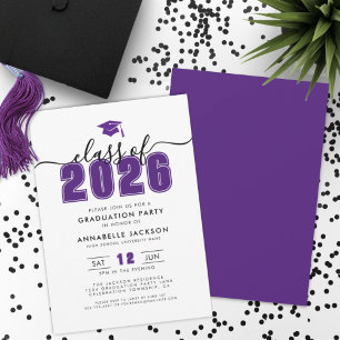 Simple Modern Purple Graduation Party Invitation