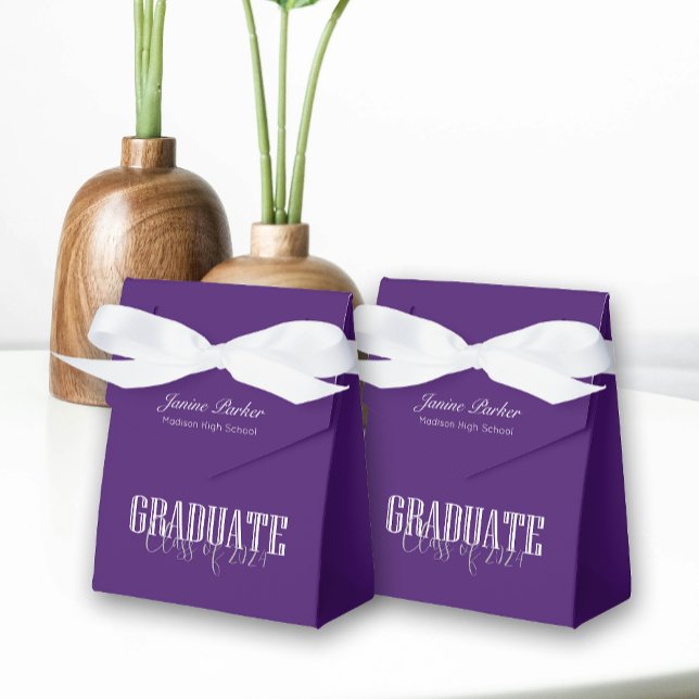 Simple Modern Purple Photo Graduation Party Favor Box (Creator Uploaded)