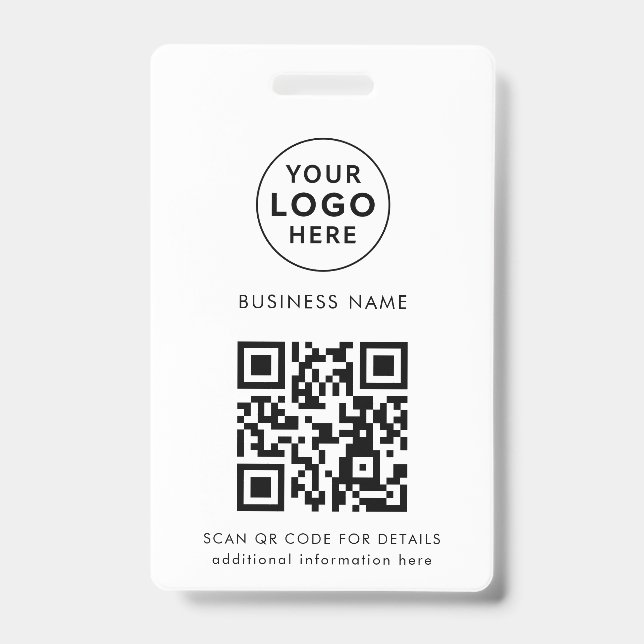 Simple Modern QR Code Business Logo Custom Badge (Front)
