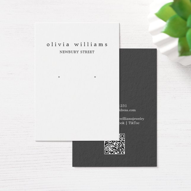 Simple Modern QR Code Earring Display Card (Desk)