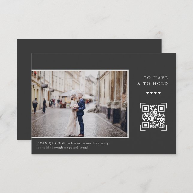 Simple Modern QR Code | Letter to Groom Photo Thank You Card (Front/Back)