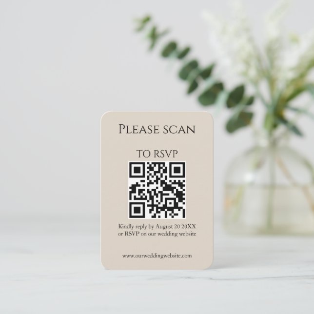 Simple Modern QR Code & RSVP Wedding Enclosure Card (Standing Front)