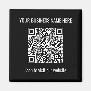 Simple Modern QR Code Square Black Magnet