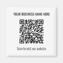 Simple Modern QR Code Square White Magnet