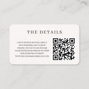 Simple modern QR Code website photo wedding  Enclosure Card