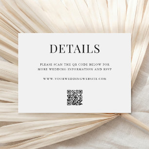 Simple Modern QR Code Wedding Details Enclosure Card