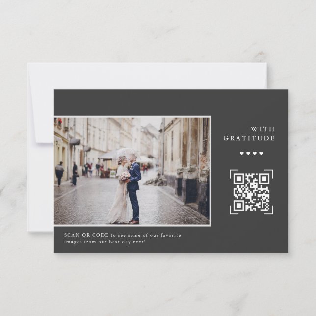 Simple Modern QR Code | Wedding Photo Thank You (Front)