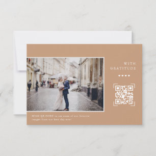 Simple Modern QR Code   Wedding Photo Thank You Card