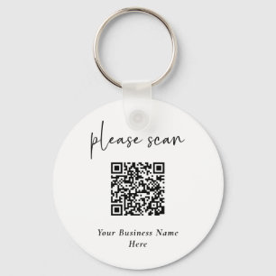 Simple Modern QR Code with Business Name Keychain