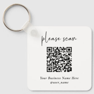 Simple Modern QR Code with Logo Back   Keychain