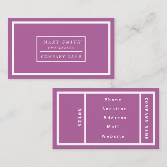 Simple Modern Radiant Orchid Business Card (Front/Back)