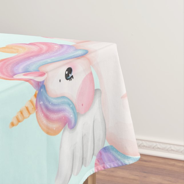 Simple Modern Rainbow unicorn birthday party Tablecloth (In Situ)