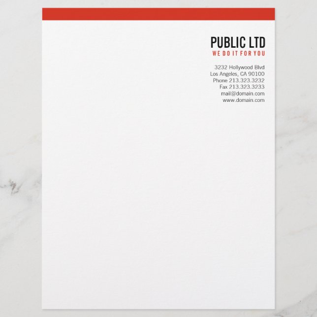 Simple Modern Red Business Letterhead (Front)