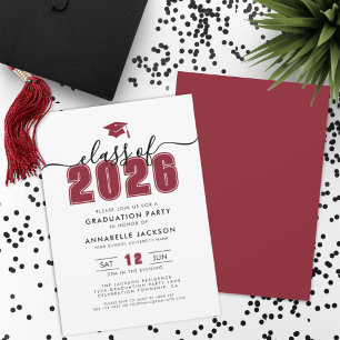 Simple Modern Red Graduation Party Invitation