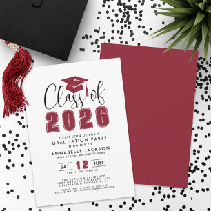 Simple Modern Red Graduation Party Invitation