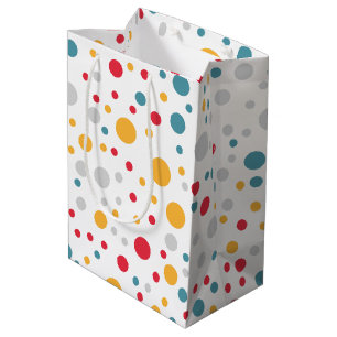 Simple Modern red green Polka dot birthday party Medium Gift Bag