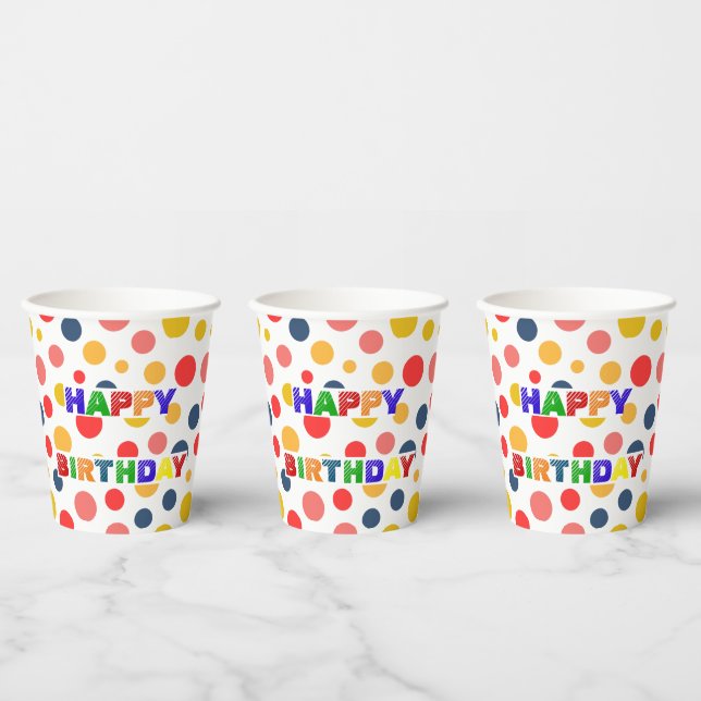 Simple Modern red green Polka dot birthday party Paper Cups (Multi)