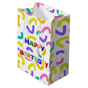 Simple Modern red green Sprinkle birthday party Medium Gift Bag