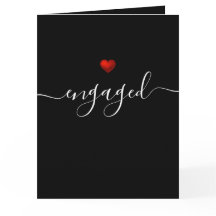 Simple Modern Red Heart Black Engaged