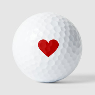 Simple Modern Red Heart Love Chic Minimal White Golf Balls
