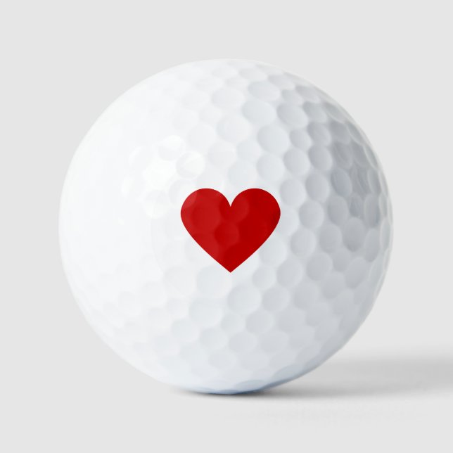 Simple Modern Red Heart Love Chic Minimal White  Golf Balls (Front)