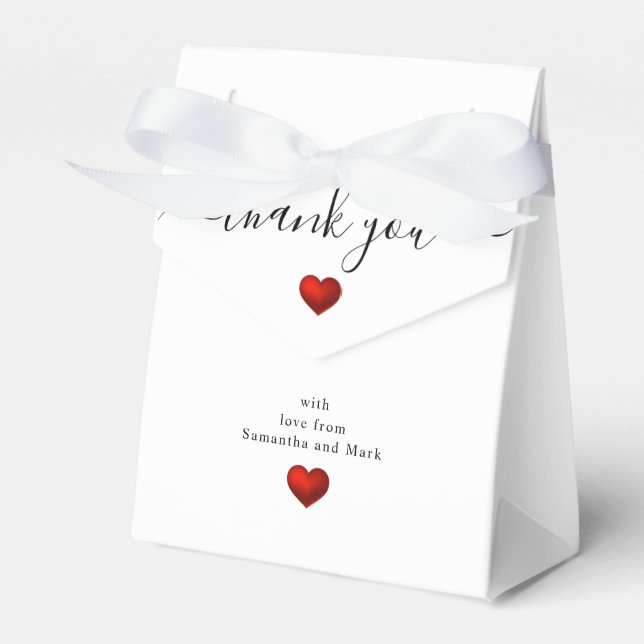 Simple Modern Red Heart White Wedding Favor Box (Front Side)