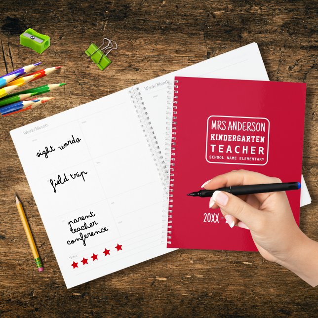 Simple Modern Red Kindergarten Teacher School Year Planner (Creator Uploaded)