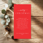 Simple Modern Red Merry Christmas Holiday Card<br><div class="desc">Send warm wishes with this simple and modern red Christmas card. The bold red background and elegant typography create a stylish holiday look. Perfect for family,  friends,  or business greetings during the festive season.</div>