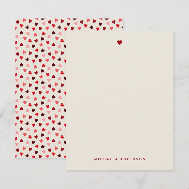 Simple Modern Red & Pink Hearts Custom Name Card (Front/Back)