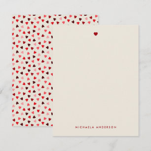 Simple Modern Red & Pink Hearts Custom Name Card