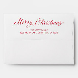 Simple Modern Red Script Elegant Christmas Envelope