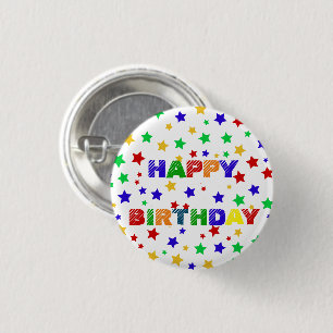 Simple Modern red Star colourful birthday party 1 Inch Round Button