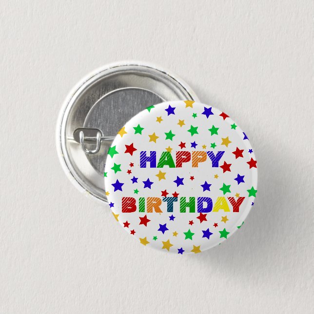 Simple Modern red Star colourful birthday party 1 Inch Round Button (Front & Back)