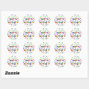 Simple Modern red Star colourful birthday party Classic Round Sticker