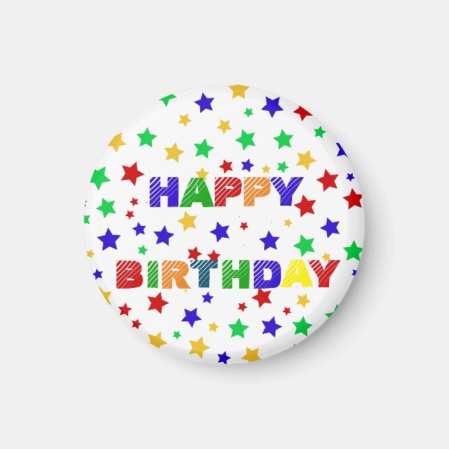 Simple Modern red Star colourful birthday party Magnet (Front)