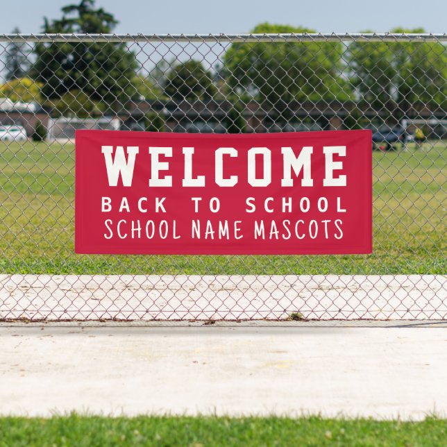Simple Modern Red Welcome Back to School Mascots Banner (Insitu)