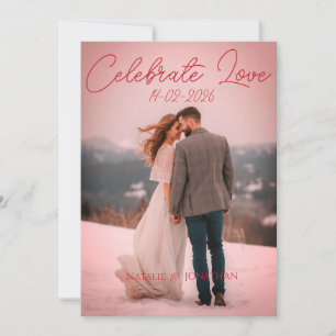 Simple Modern Red winter Wedding Invitation card