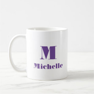Simple Modern Retro Name Initial Letter purple Coffee Mug